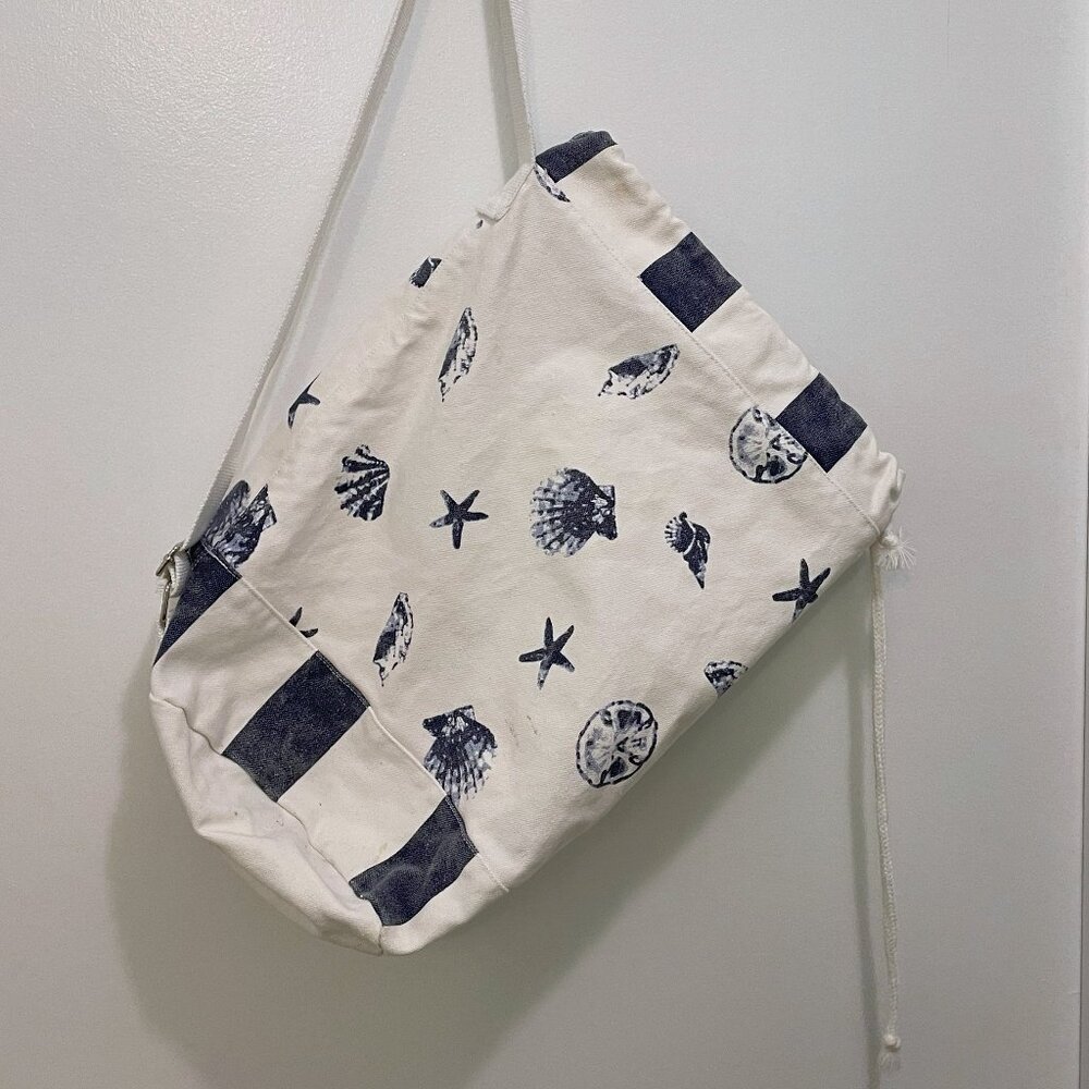 Canvas Beach Bag - Starfish & Shells